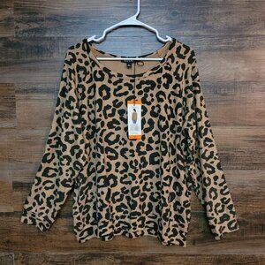 Buffalo David Bitton Jersey Knit Top XXL Cheetah Gold Soft Stretch Knit